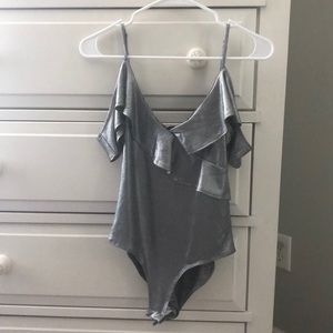 Forever 21 Silver Off the Shoulder Bodysuit